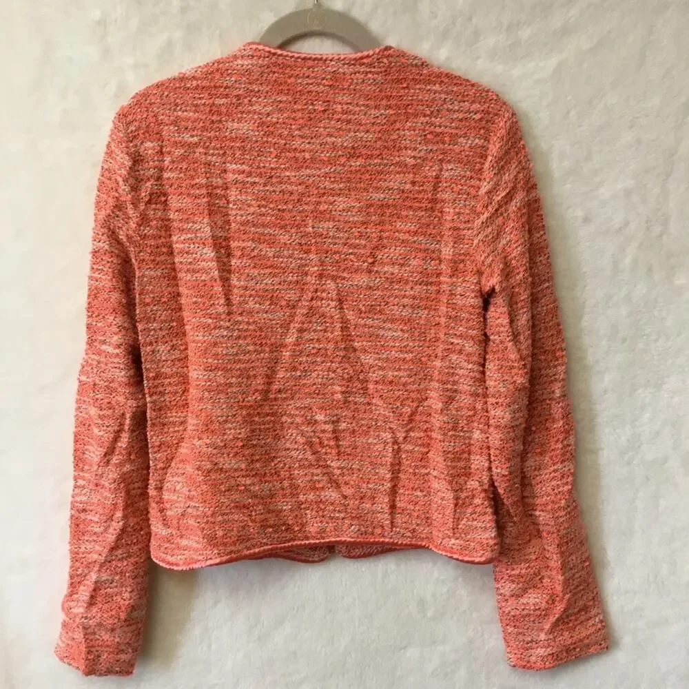 Orange Vintage Tweed Long Sleeve Front Zip-Up Detail Jacket With Pockets - Picture 2 of 16